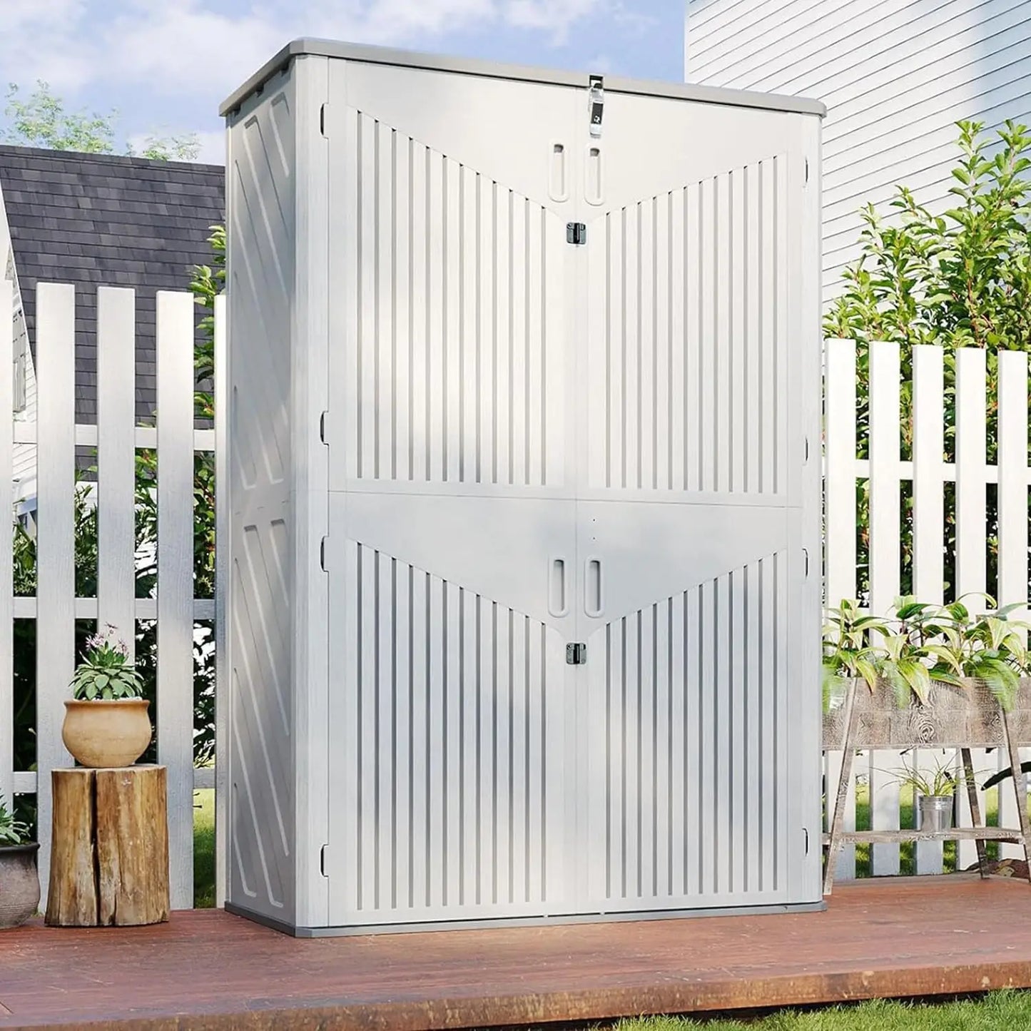 AOXUN 1800L Tall Outdoor Storage Shed With Floor Waterproof Resin