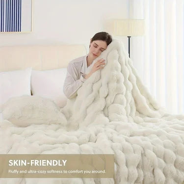 Rosekind Soft Cozy Faux Fur Rabbit Blanket for Bed And Sofa