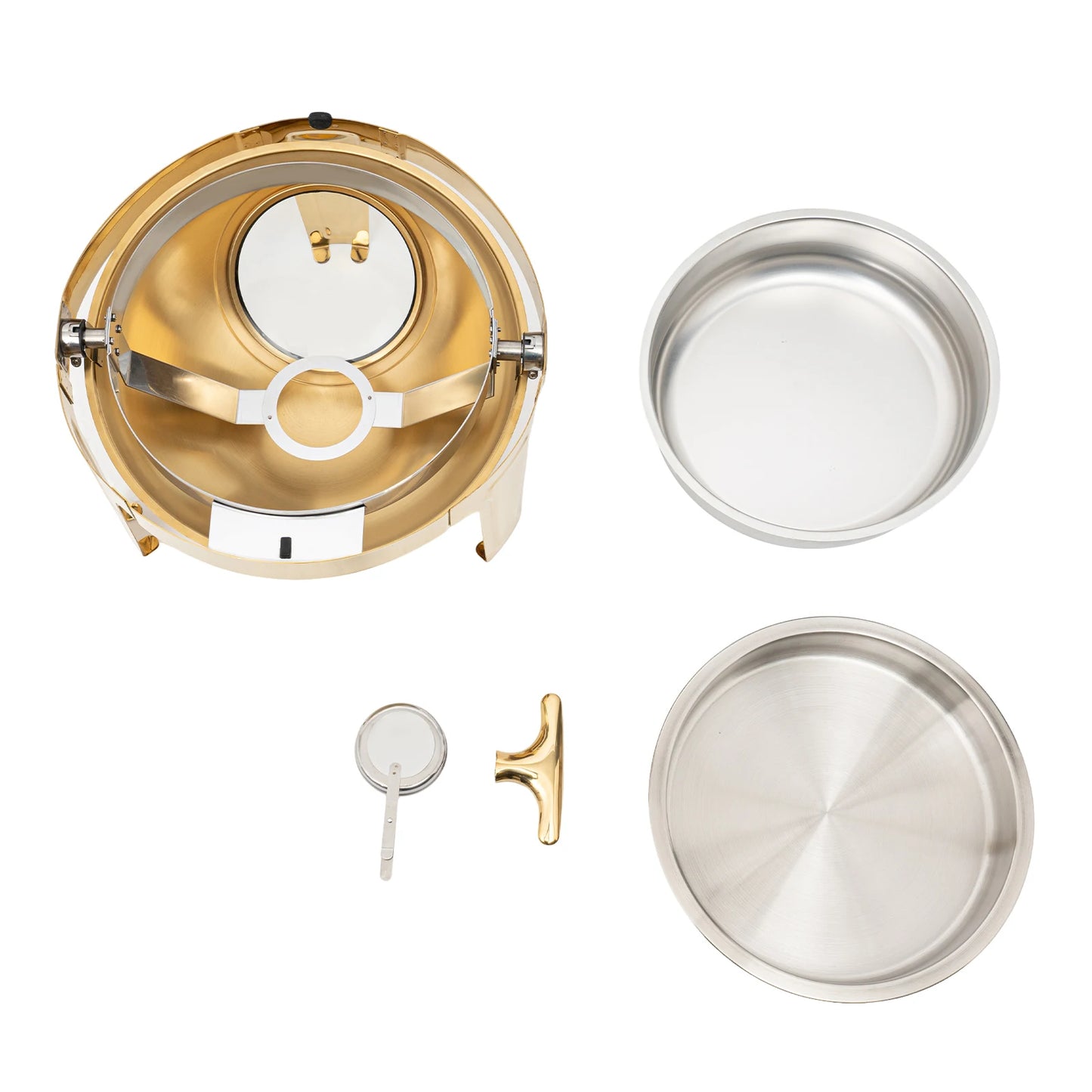Round Chafing Dish Buffet Set Stainless Steel Roll Top Warmer