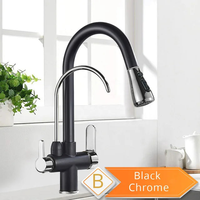 Rozin Purification Kitchen Faucet With Pullout Spray Three Way