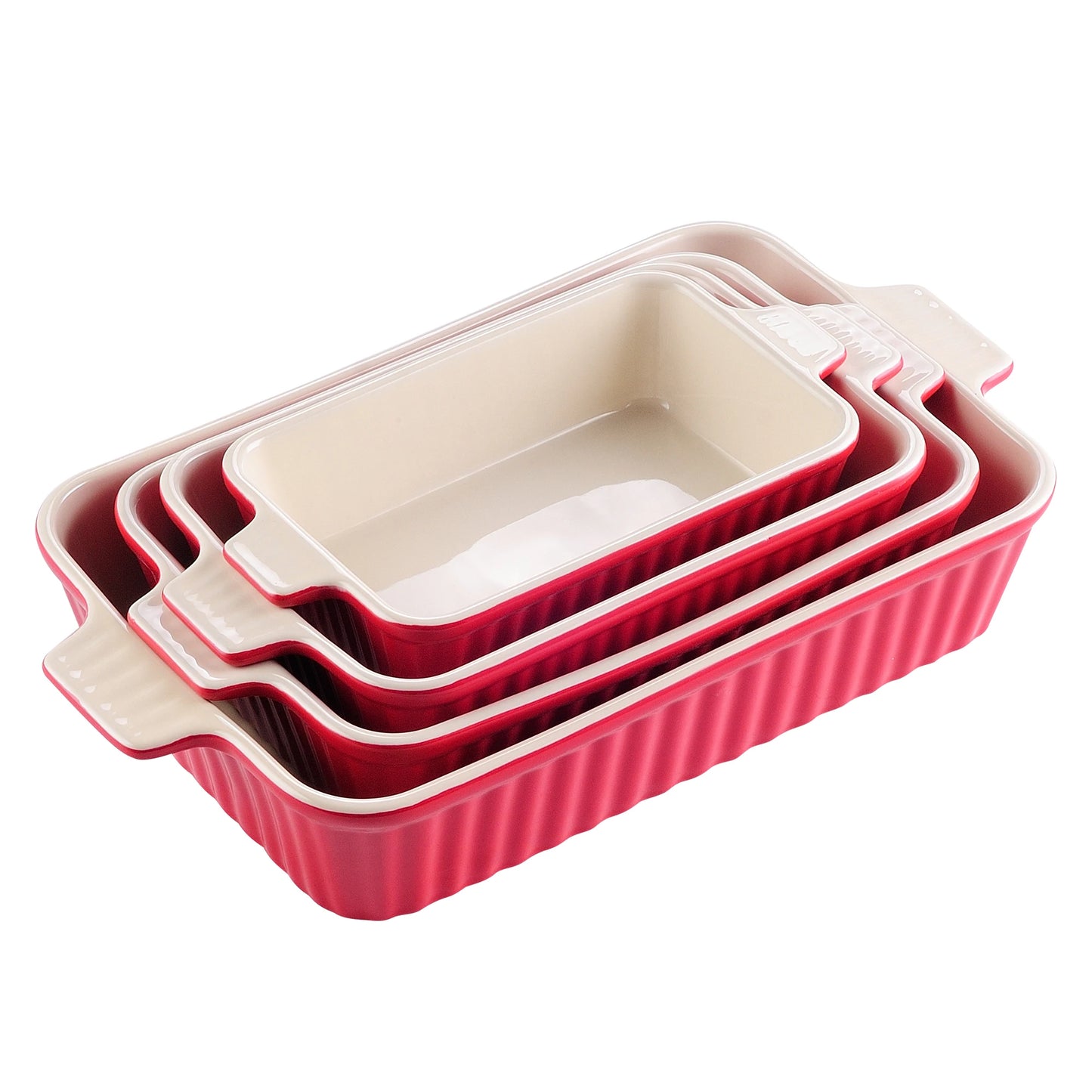 MALACASA Ceramic Table Baking Dishes Set With Oven Safe Handles