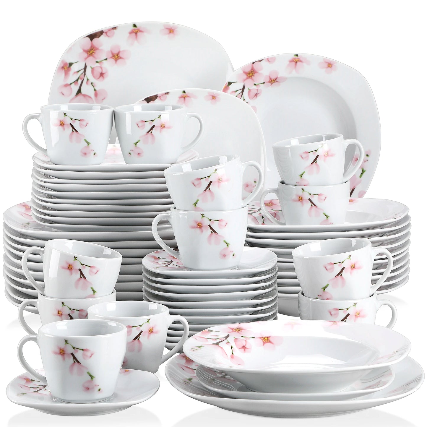 Malacasa Annie Porcelain Dinnerware Set With Cups And Saucers Floral