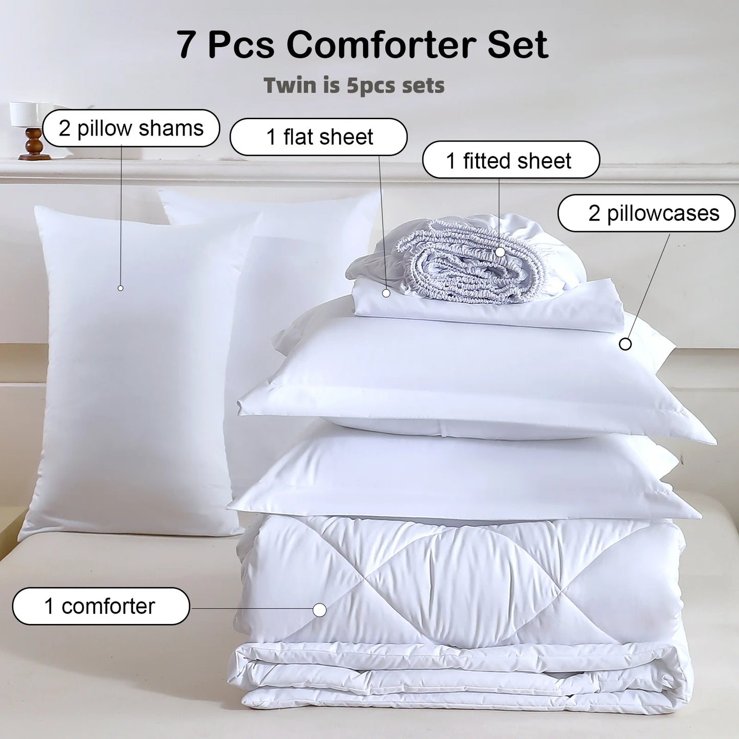 EasYum 5 Piece Brushed Polyester Bedding Set With Pillowcases