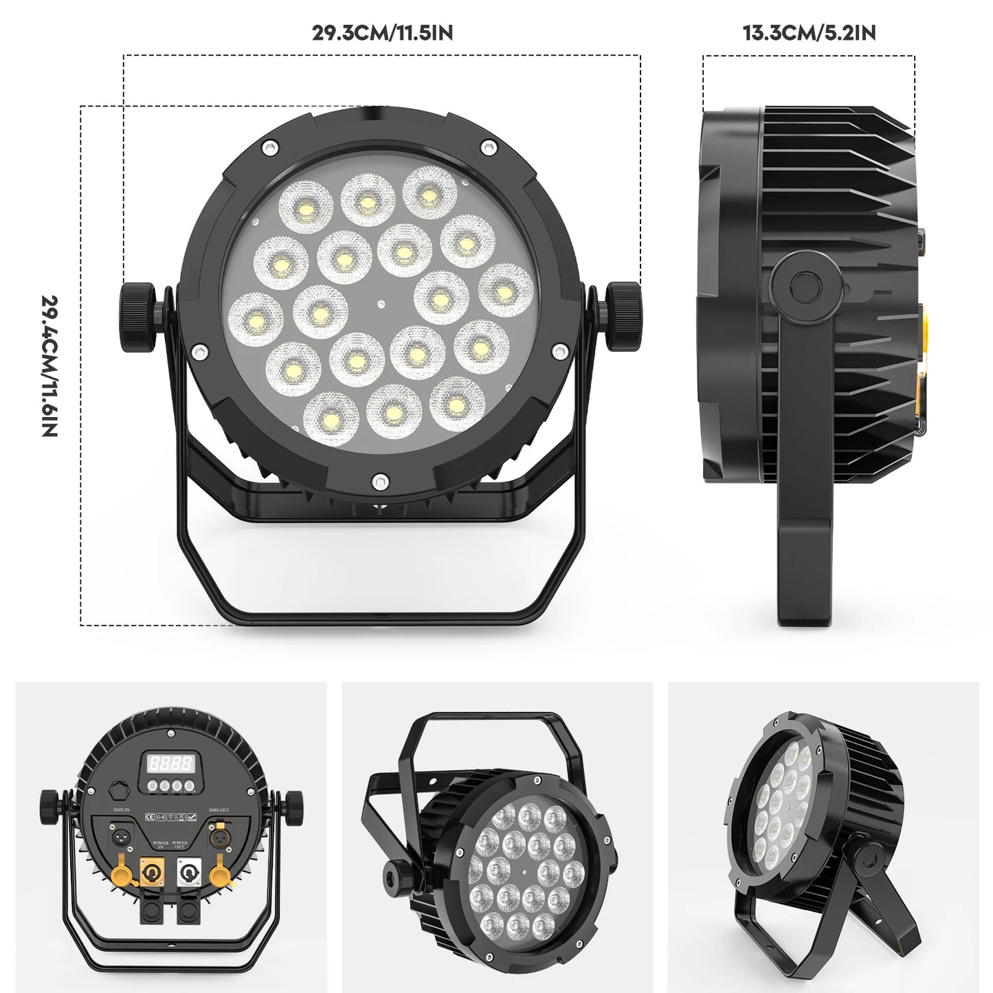 U'King 4Pack 150W LED Par Light Waterproof DMX512 18x10W RGBWAUV