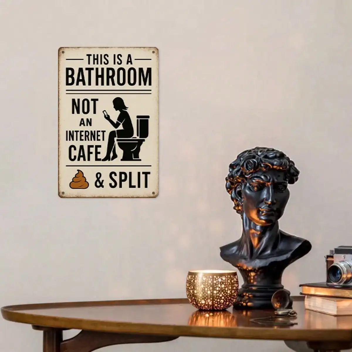 Vintage Iron Tin Sign Bathroom Humor Wall Art For Restroom