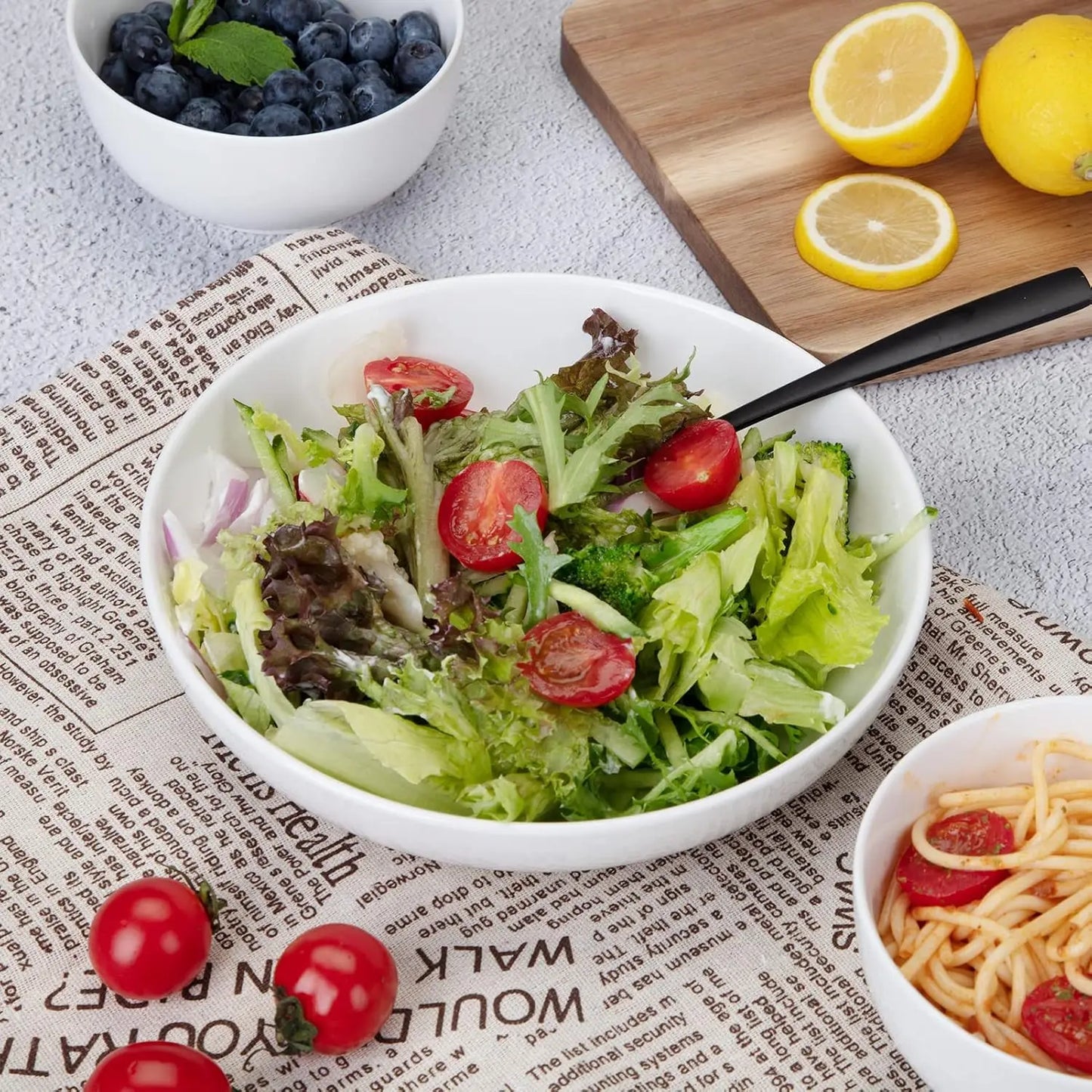 Porcelain Pasta Bowls Set, Ceramic Bowls For Salad And Soup