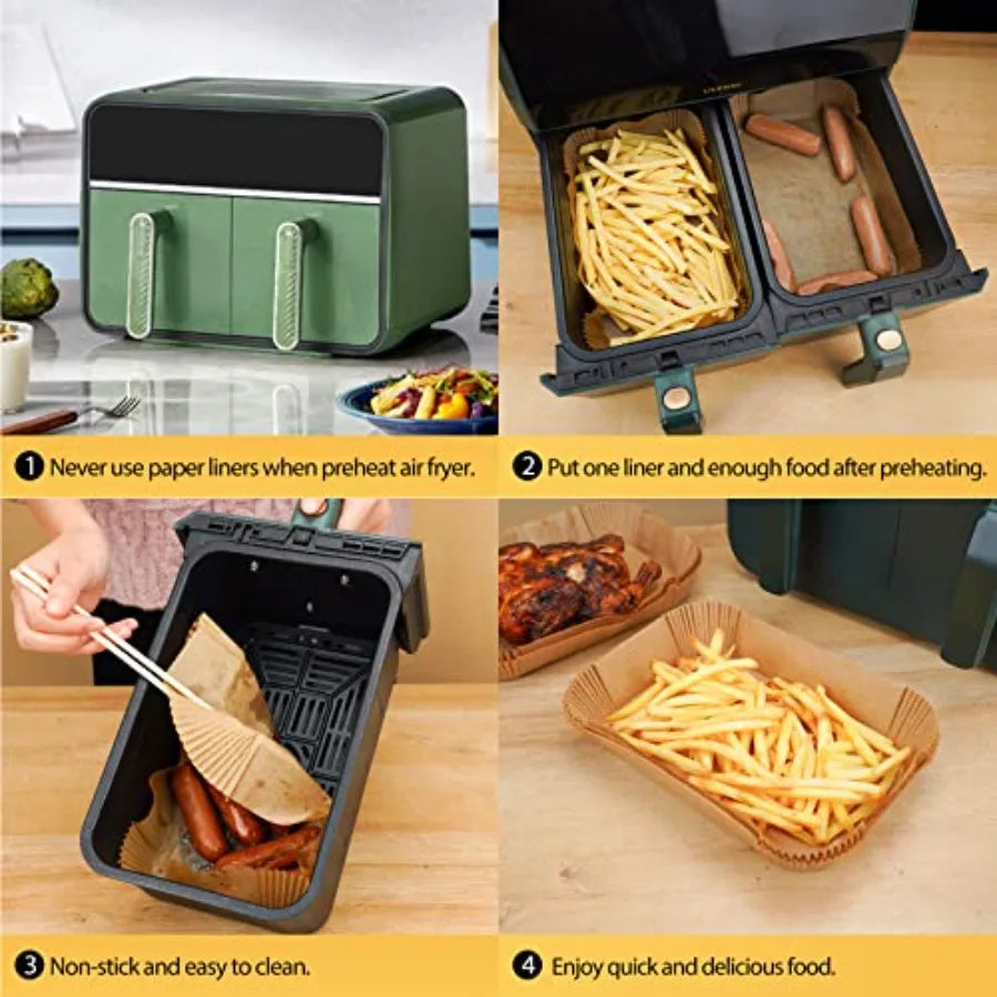 Air Fryer Disposable Paper Liners Nonstick Parchment For Dual Baskets