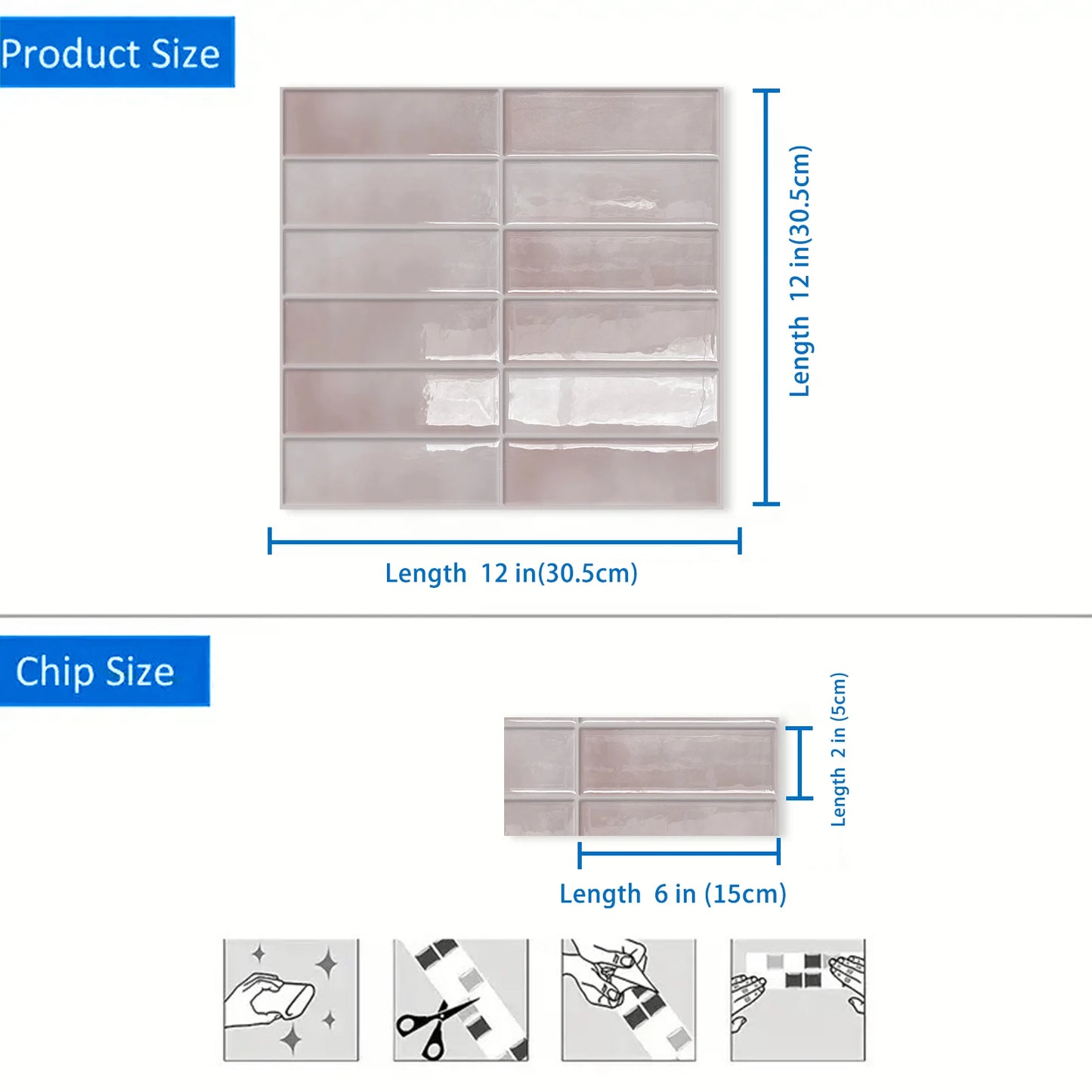 Waterproof Peel And Stick Subway Wall Tile Sticker