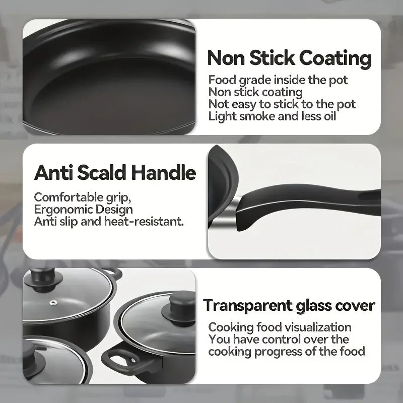 AEHOME 13 Piece Nonstick Cookware Set Induction Compatible Kitchen