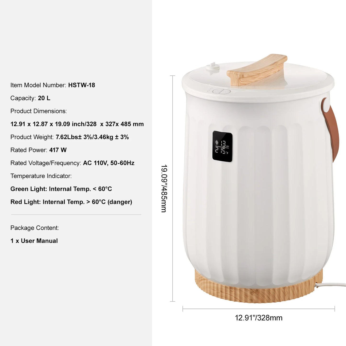 SucceBuy 20L Large Capacity Floor Towel Warmer With Led Display