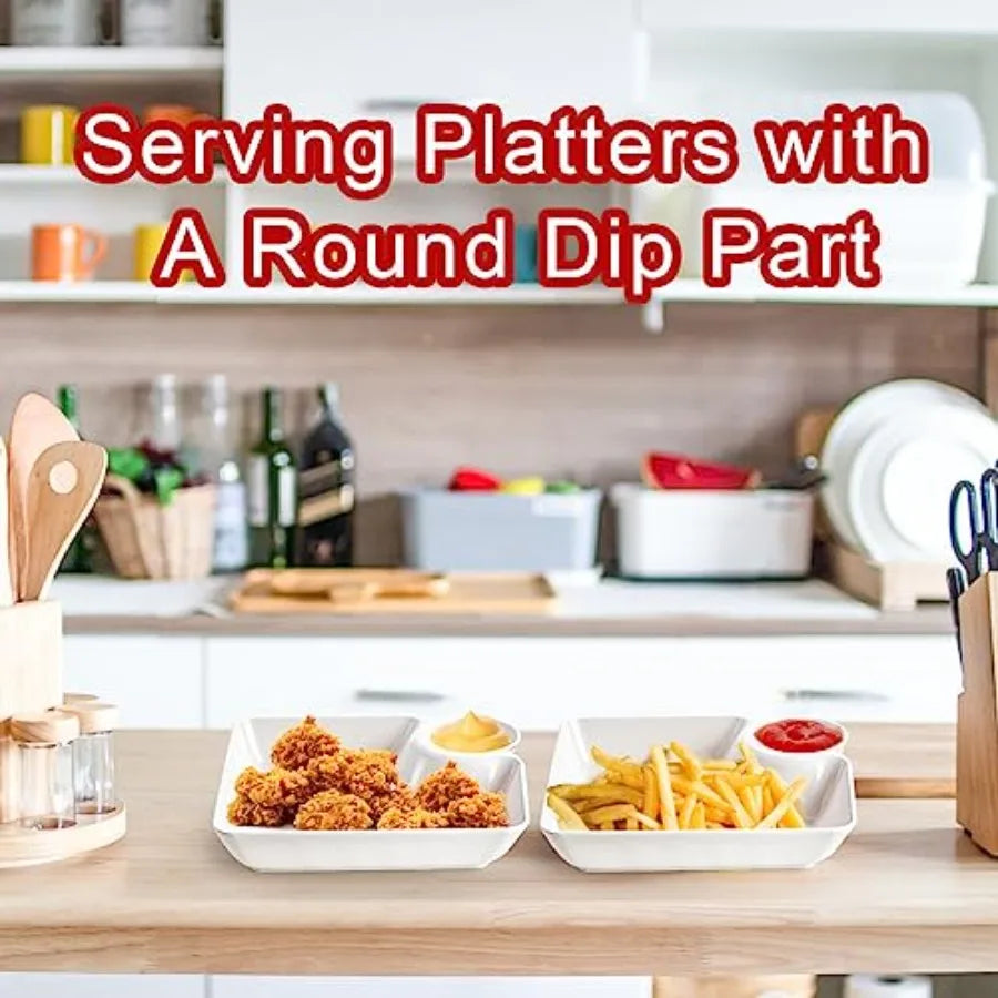 Plastic Chips and Dip Plate Set with Dipping Saucer