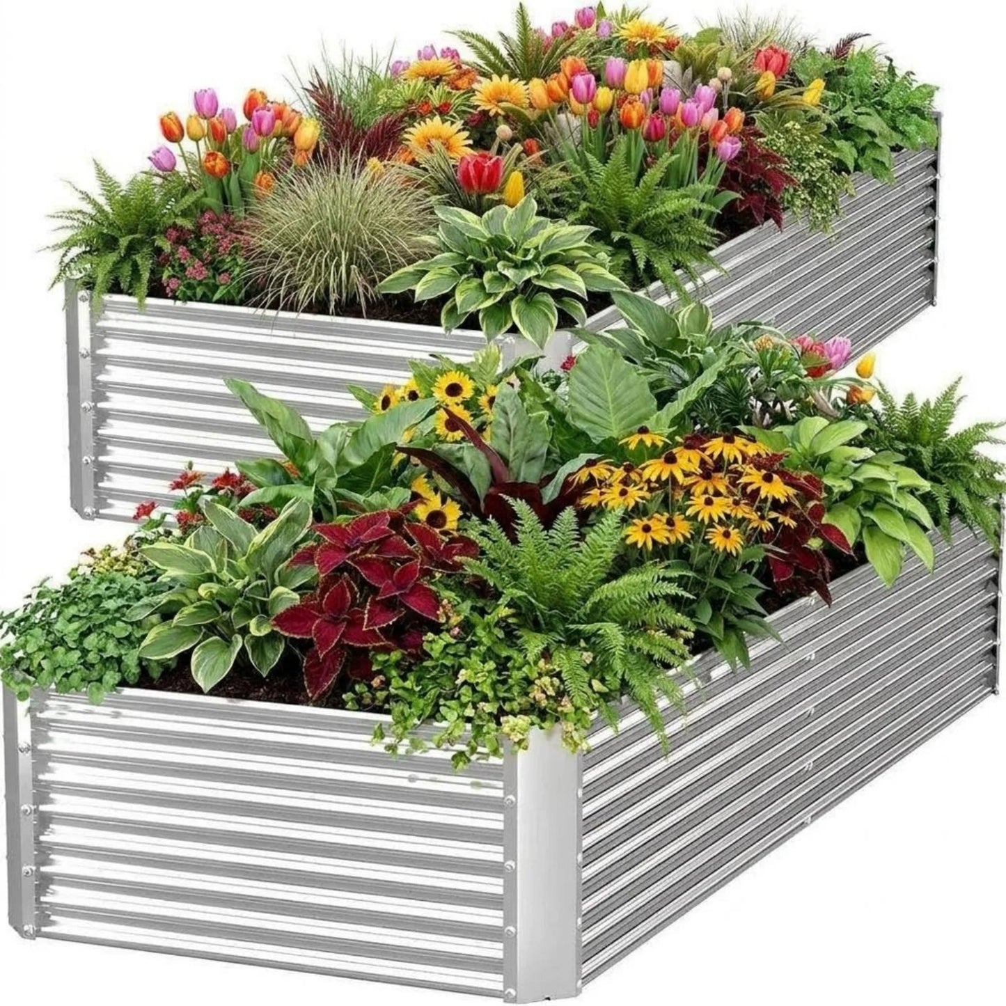 HiMISS 2 Pack Galvanized Steel Raised Garden Beds Outdoor