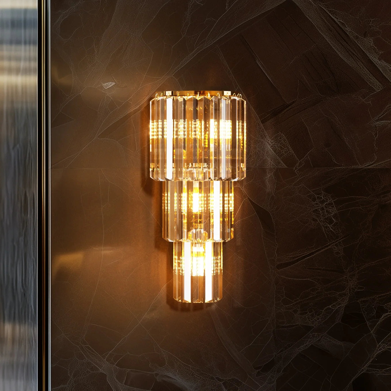 Modern Crystal Wall Lamp 3-Layer Sconce Light With E14 LED