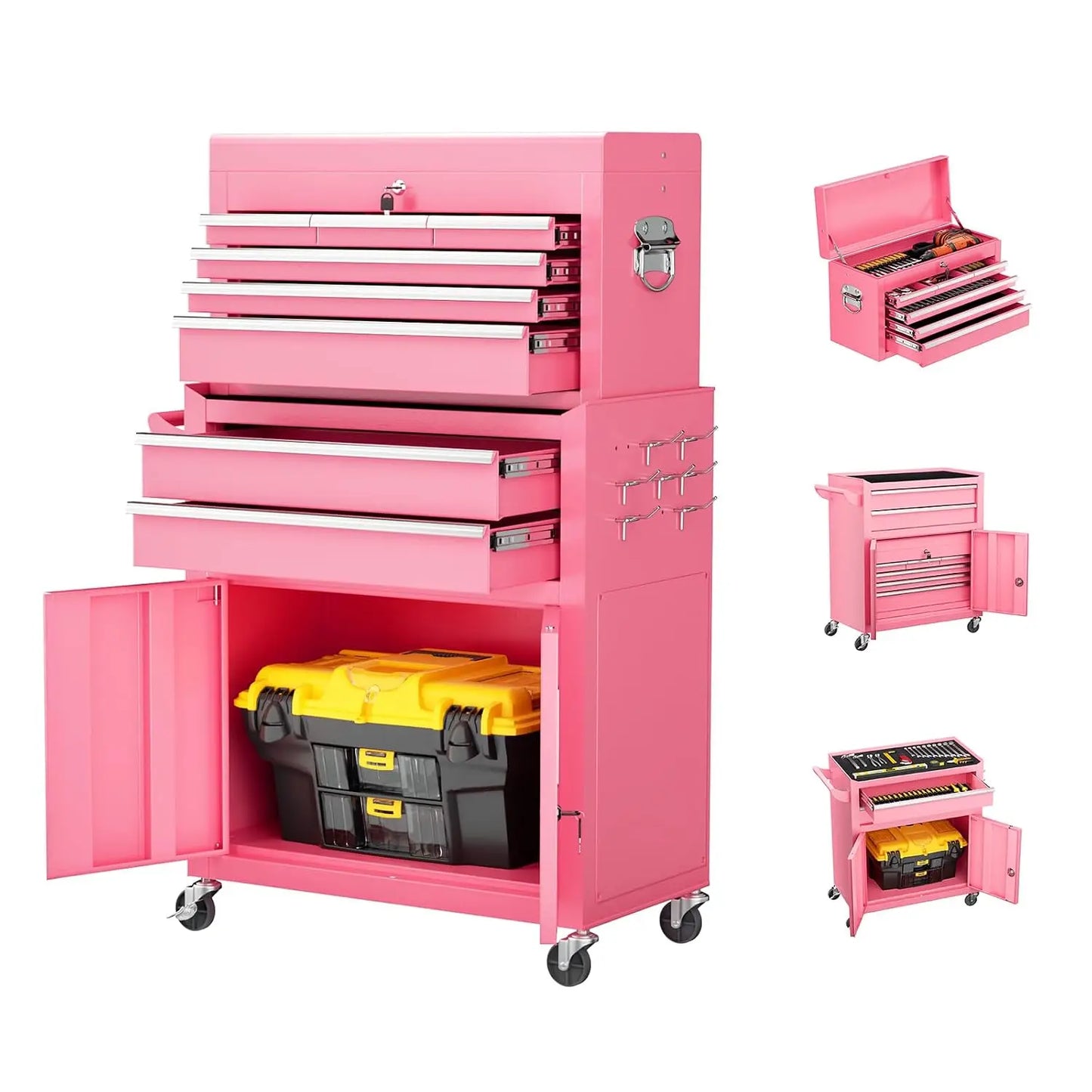 Lockable Rolling Steel Tool Chest and Cabinet Combo Garage Storage
