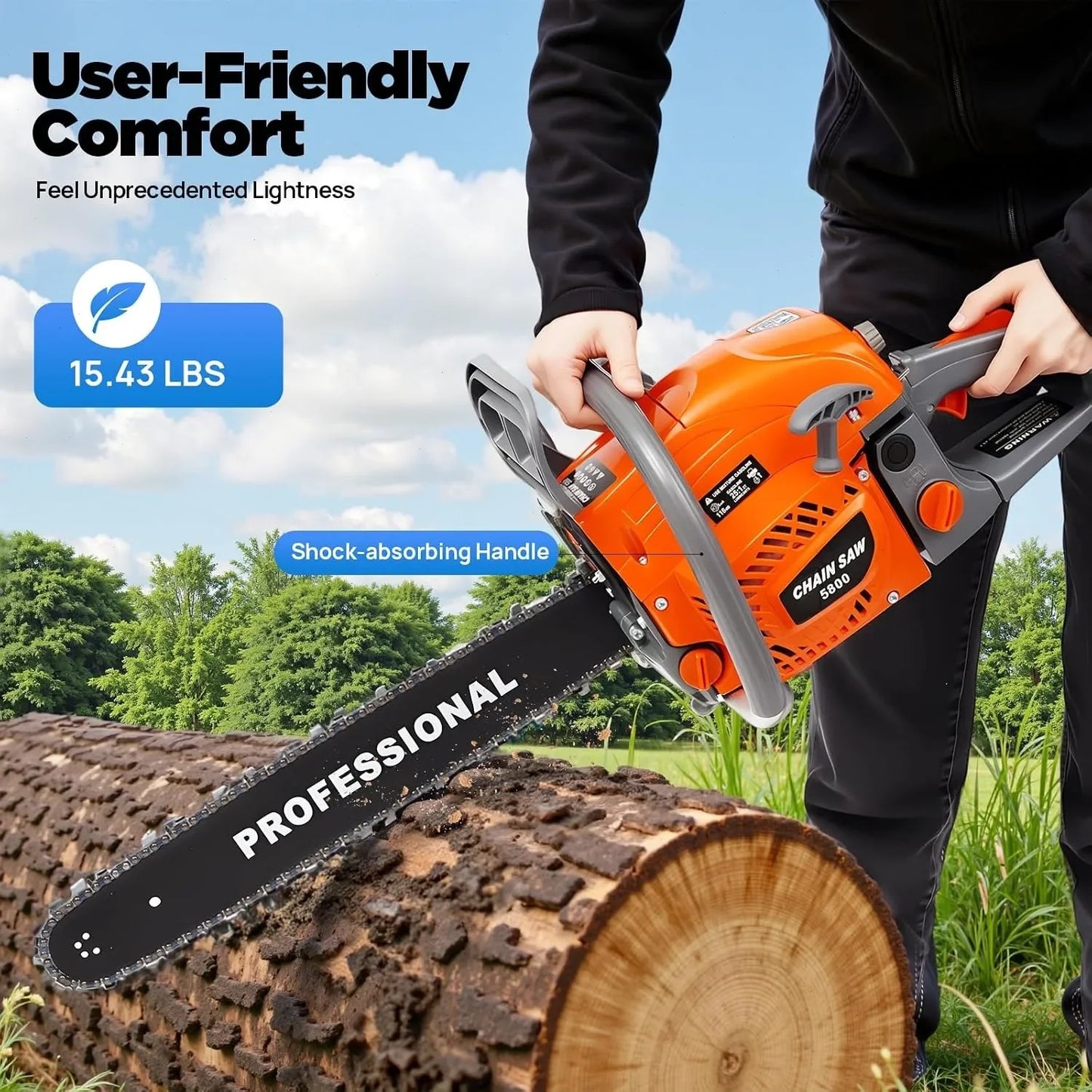Bymaocar Gasoline Chainsaw With Single Cylinder Engine For Woodcutting