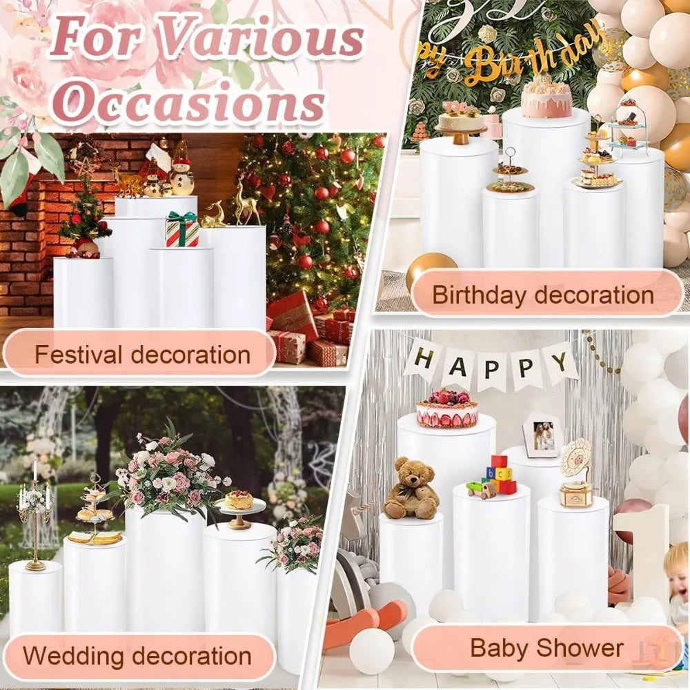 Five Cylinder Pedestal Stands for Party Wedding Cake Table Decor