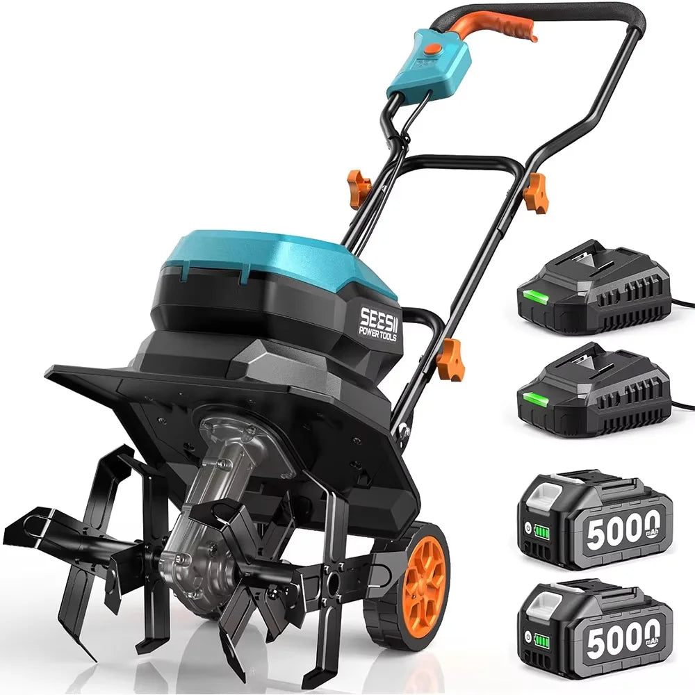 SeeSii 40V Cordless Tiller Cultivator With Batteries