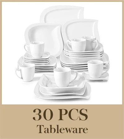 MALACASA Porcelain Dinner Set 30 60 With Cups and Saucers
