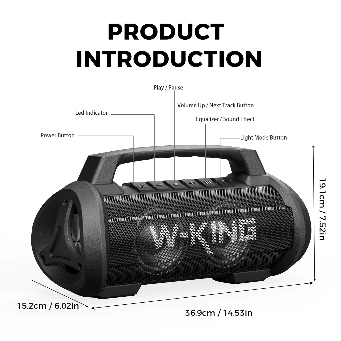 W-King D10MIC 70W RMS Bluetooth Portable Speaker IPX6 Waterproof