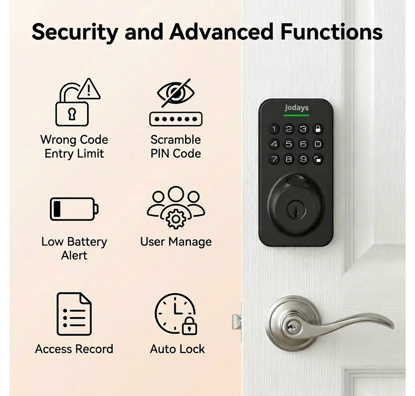 Jodays Smart Deadbolt Lock With Fingerprint And Keypad