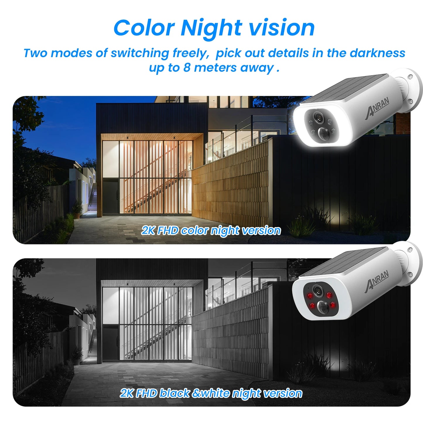 ANRAN 2K Solar Security Camera System With Battery