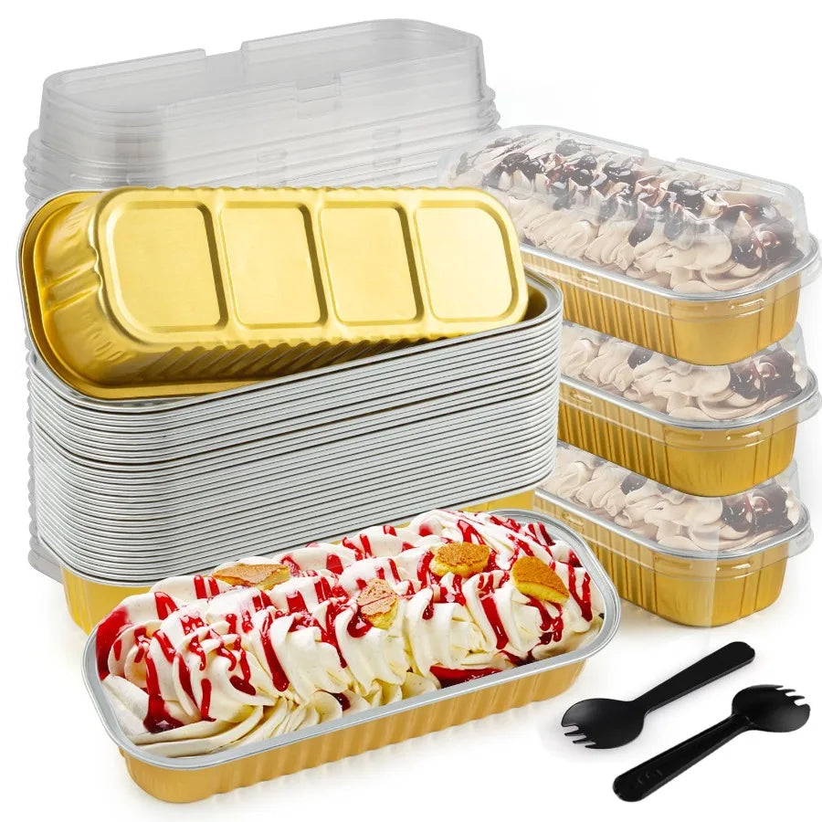 Mini Loaf Pans With Lids And Spoons Aluminum Foil Pans