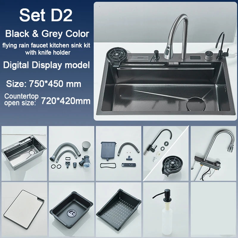 Rozin Stainless Steel Kitchen Sink With Faucet Large Single Bowl