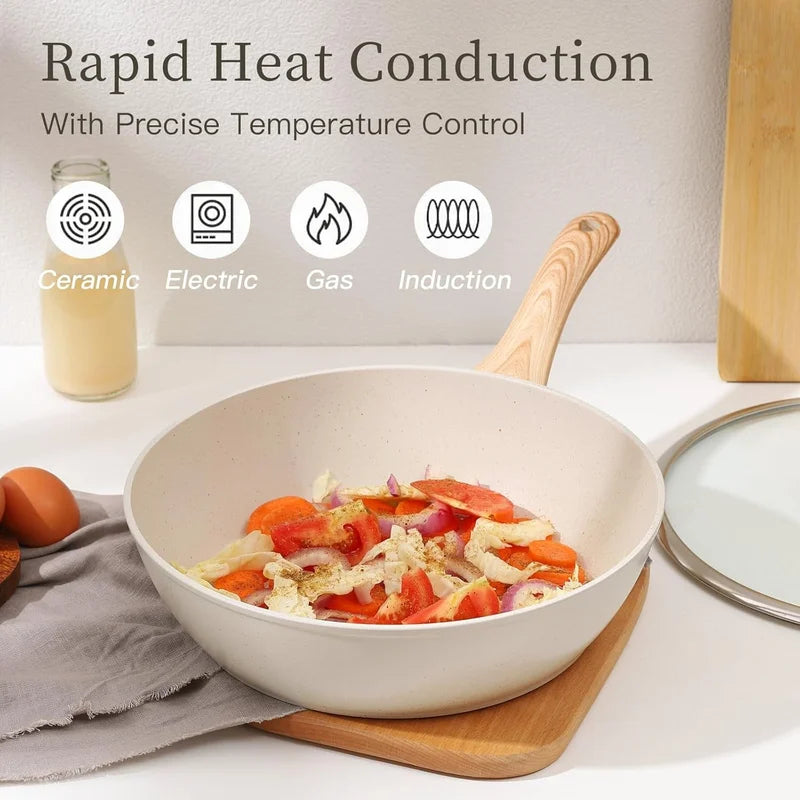 Nonstick 16 Piece Pots And Pans Set For Home Cooking