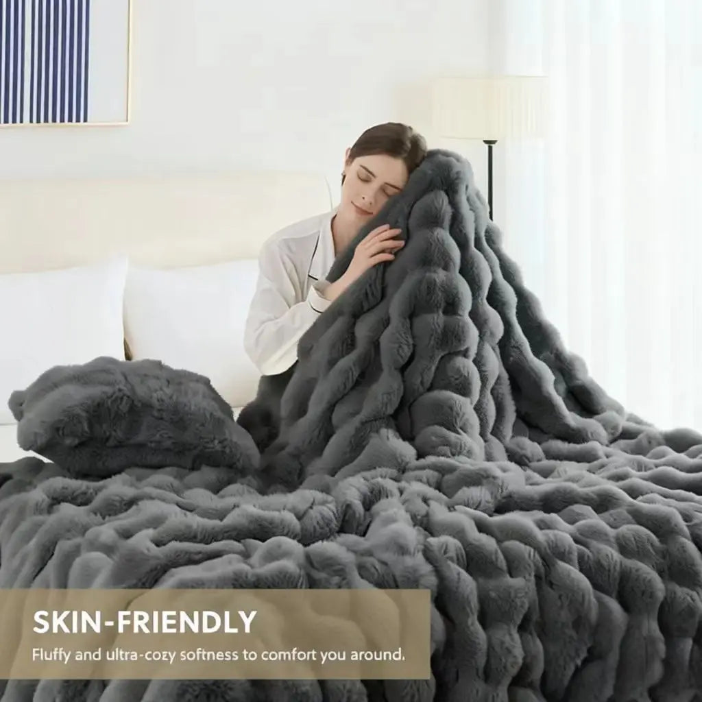 Rosekind Soft Cozy Faux Fur Rabbit Blanket for Bed And Sofa