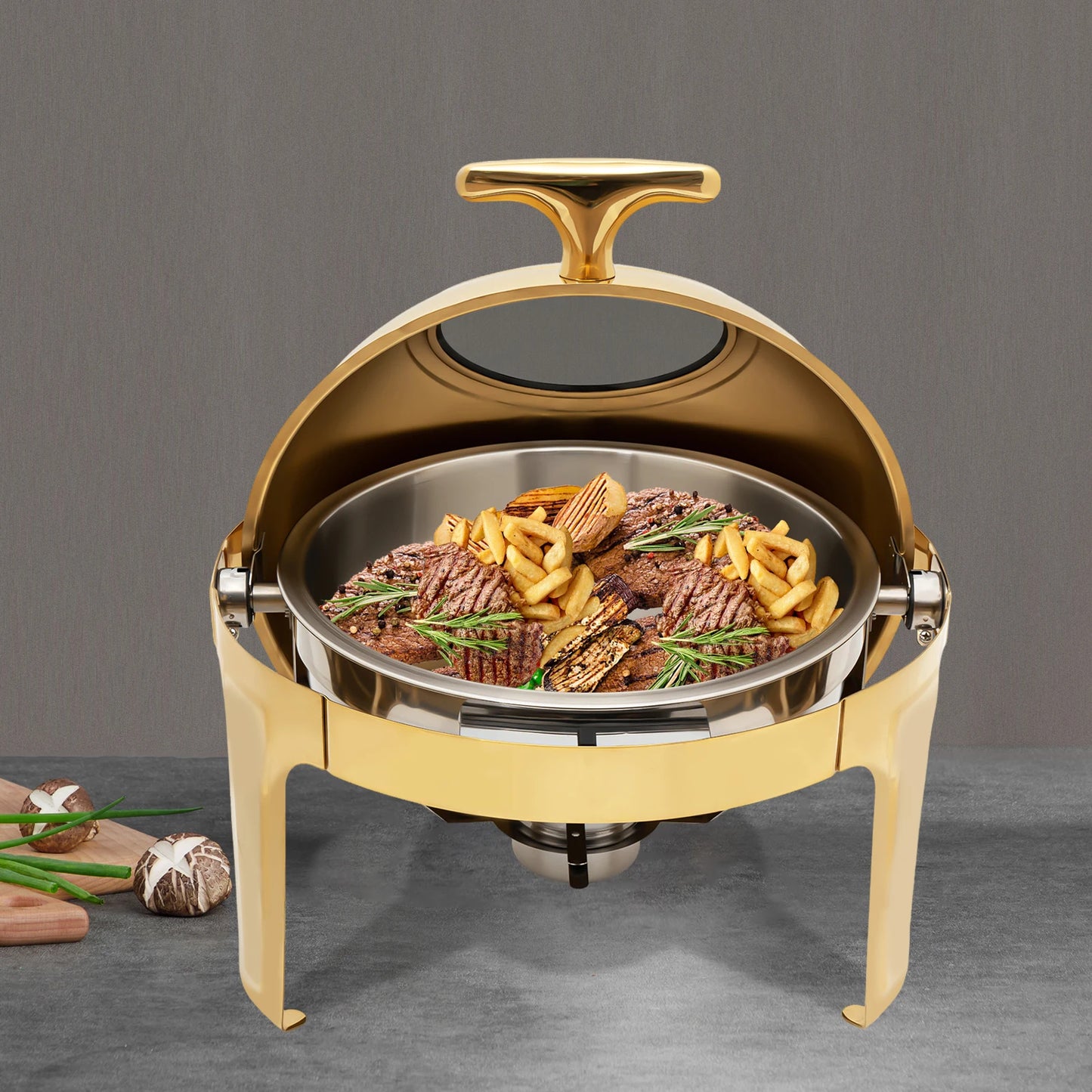 Round Stainless Steel Chafing Dish Buffet Warmer Set for Buffets