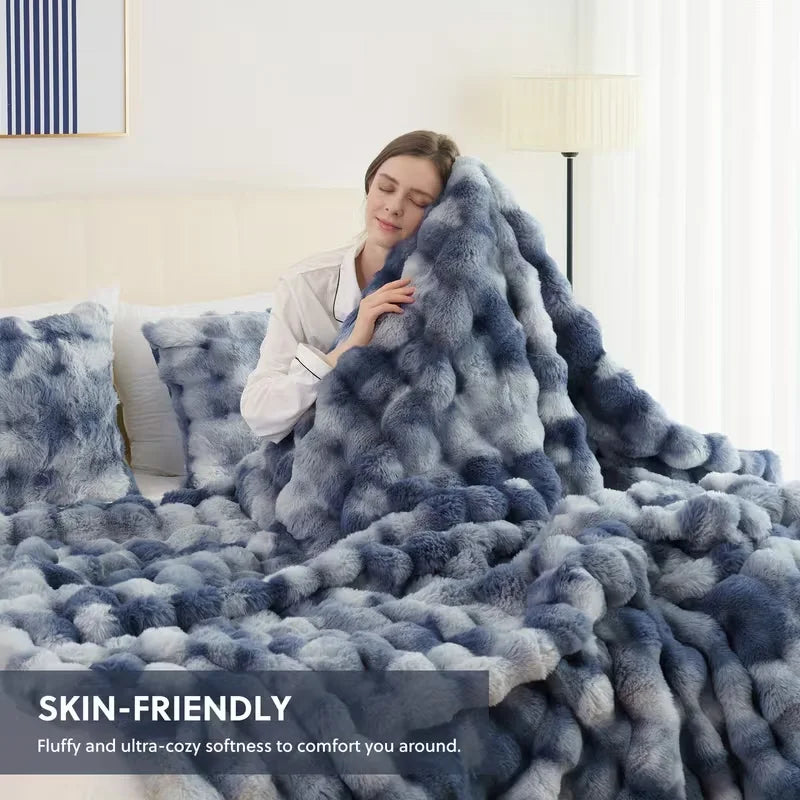 Rosekind Soft Cozy Faux Fur Rabbit Blanket for Bed And Sofa