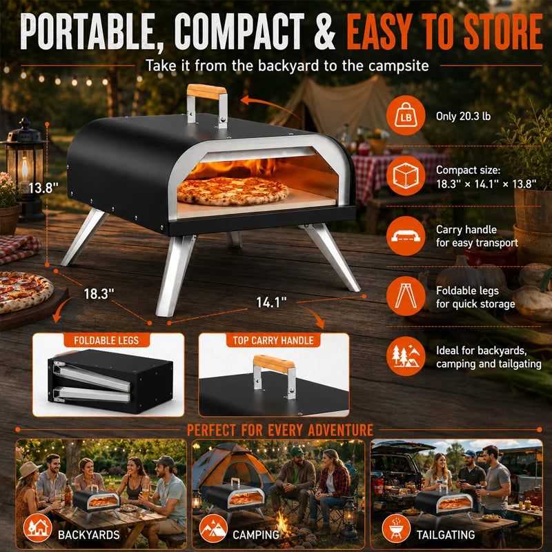 Outdoor Pizza Oven Portable Propane And Wood Fired Grill