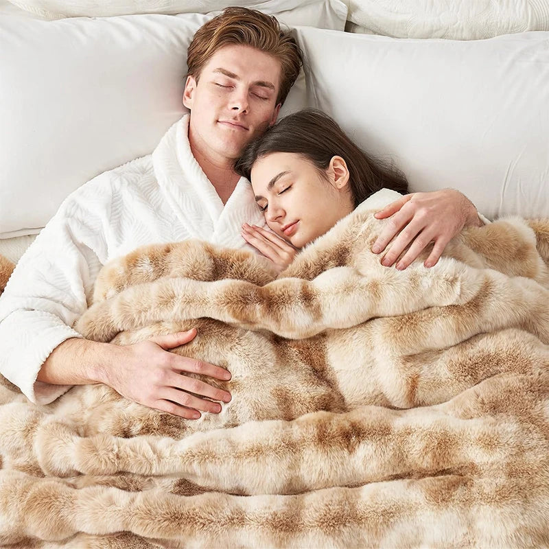 Rosekind Soft Cozy Faux Fur Rabbit Blanket for Bed And Sofa