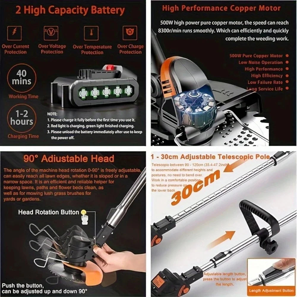 Cordless Lawn Trimmer And Edger For Garden And Yard