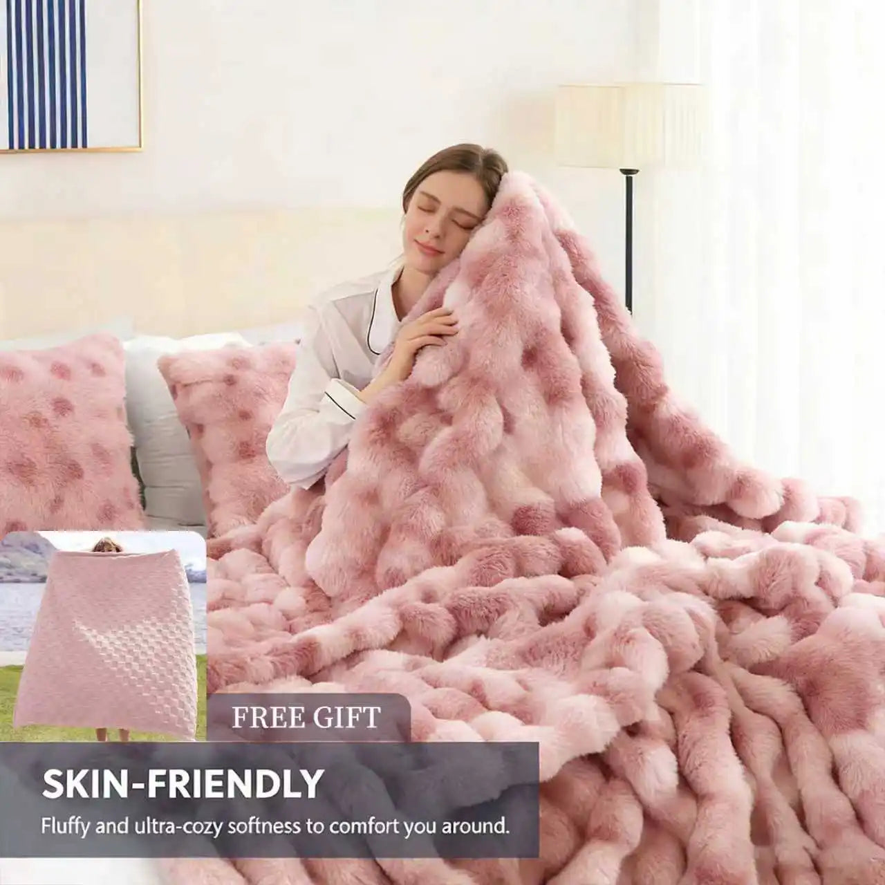 Rosekind Soft Cozy Faux Fur Rabbit Blanket for Bed And Sofa