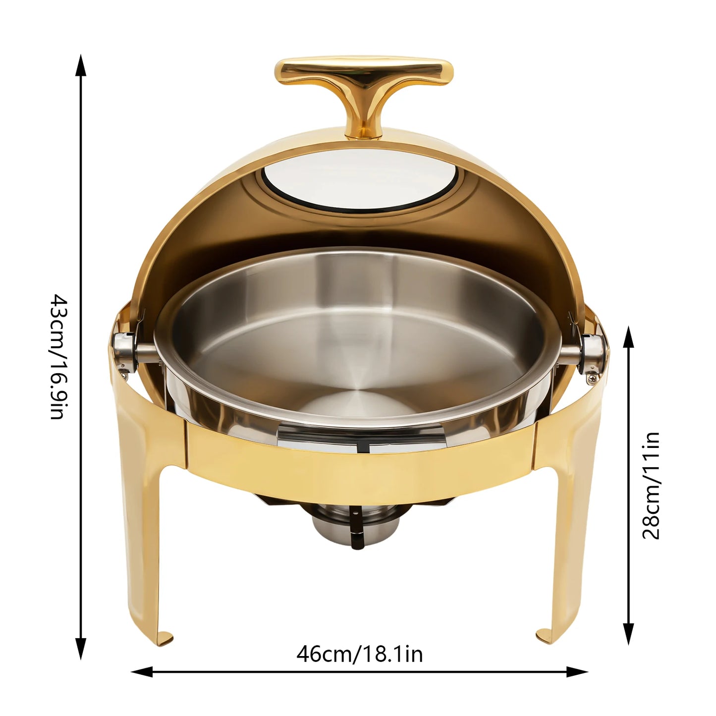 Round Stainless Steel Chafing Dish Buffet Warmer Set for Buffets