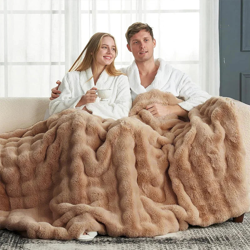 Rosekind Soft Cozy Faux Fur Rabbit Blanket for Bed And Sofa
