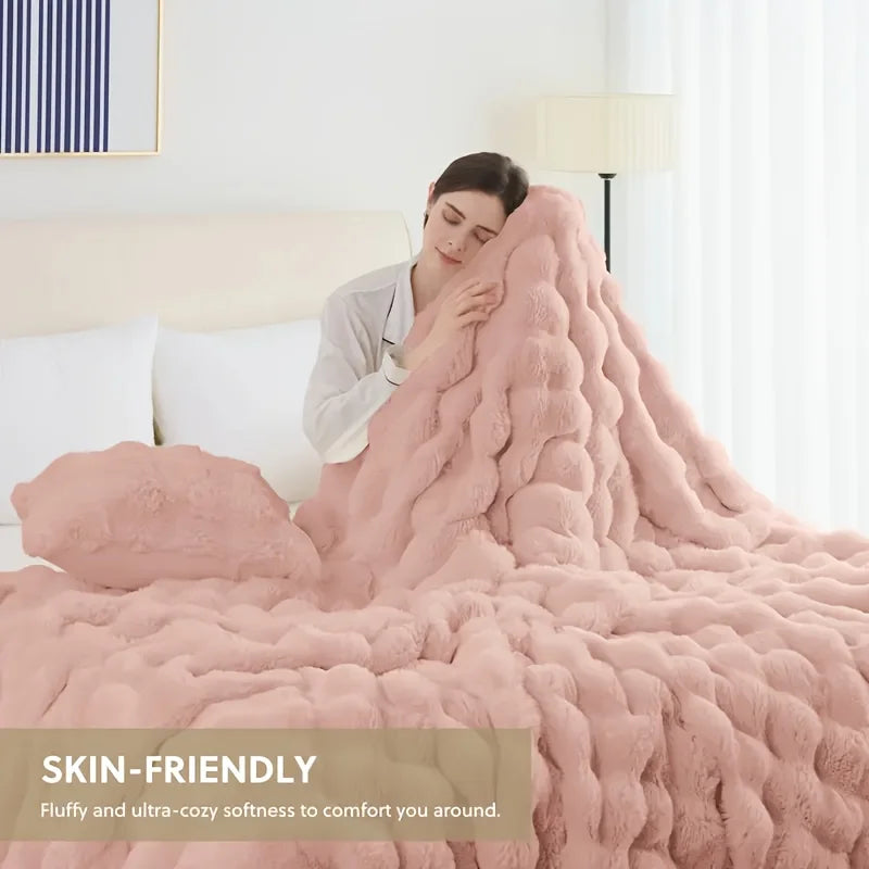 Rosekind Soft Cozy Faux Fur Rabbit Blanket for Bed And Sofa