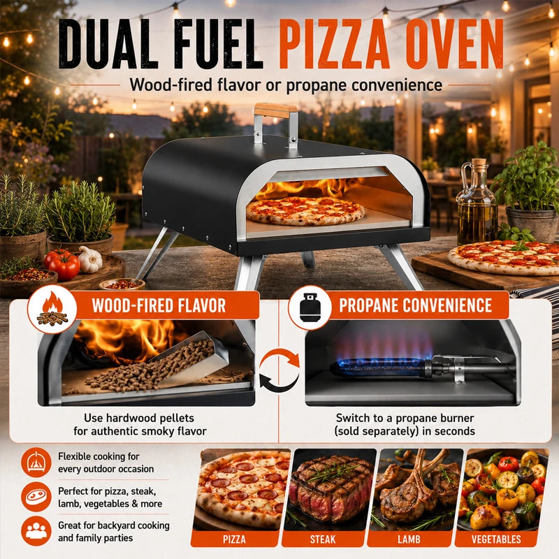 Outdoor Pizza Oven Portable Propane And Wood Fired Grill