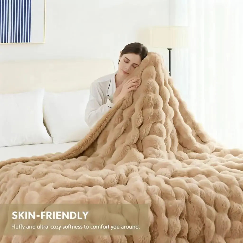 Rosekind Soft Cozy Faux Fur Rabbit Blanket for Bed And Sofa