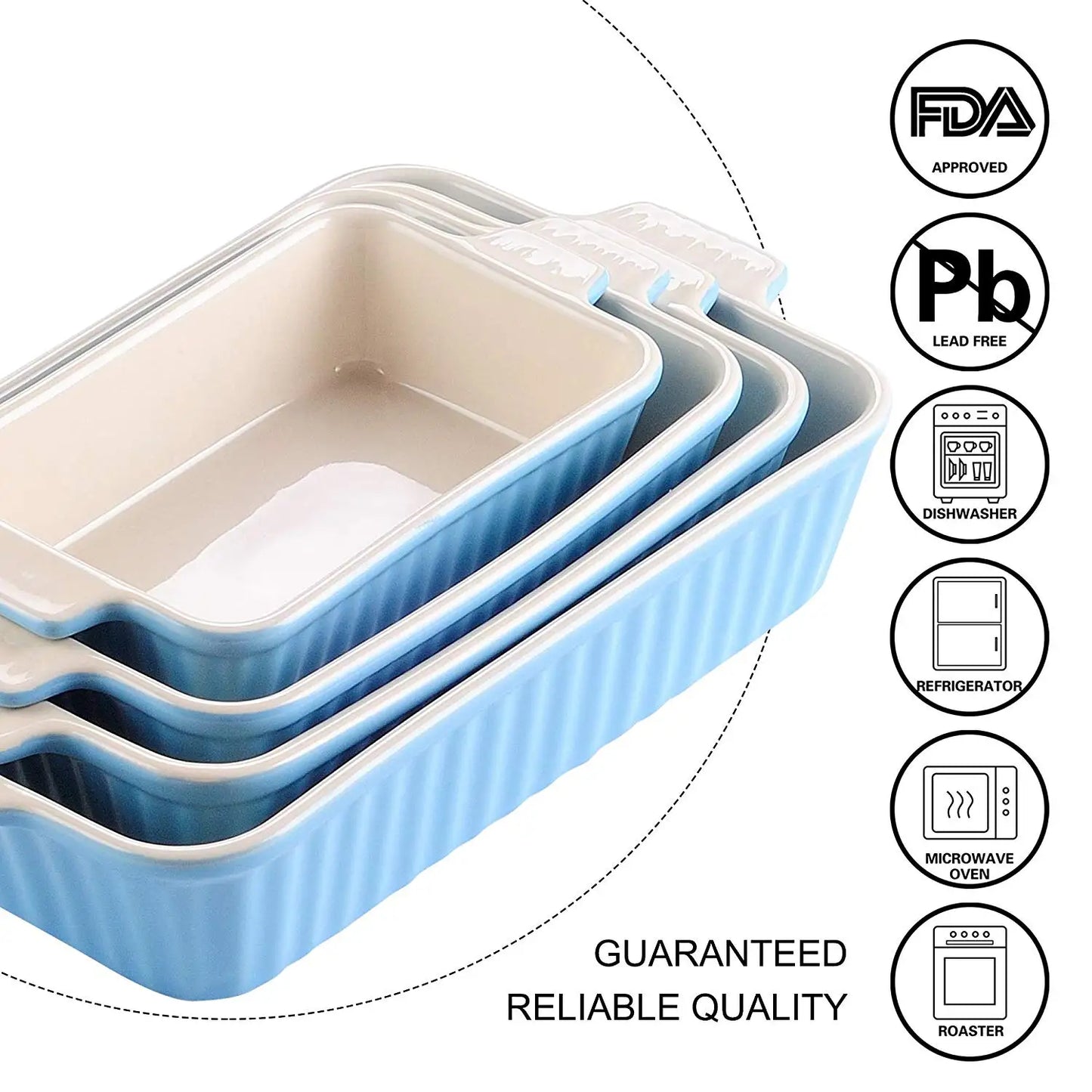 MALACASA Ceramic Table Baking Dishes Set With Oven Safe Handles