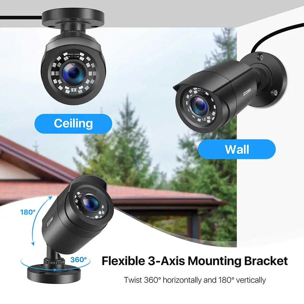 ZOSI 2.0MP 1080p Outdoor Indoor Security Camera 4-In-1 DVR Ready