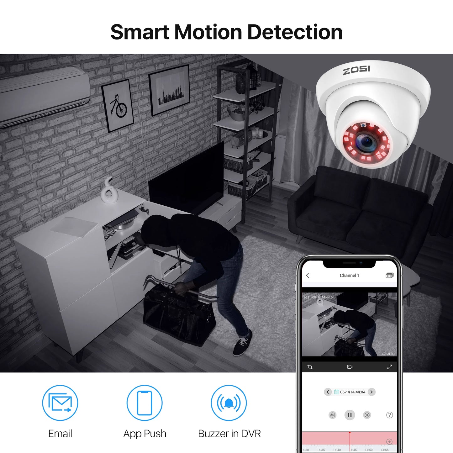 ZOSI 8-Channel 1080P HD Wired Security Camera System Kit