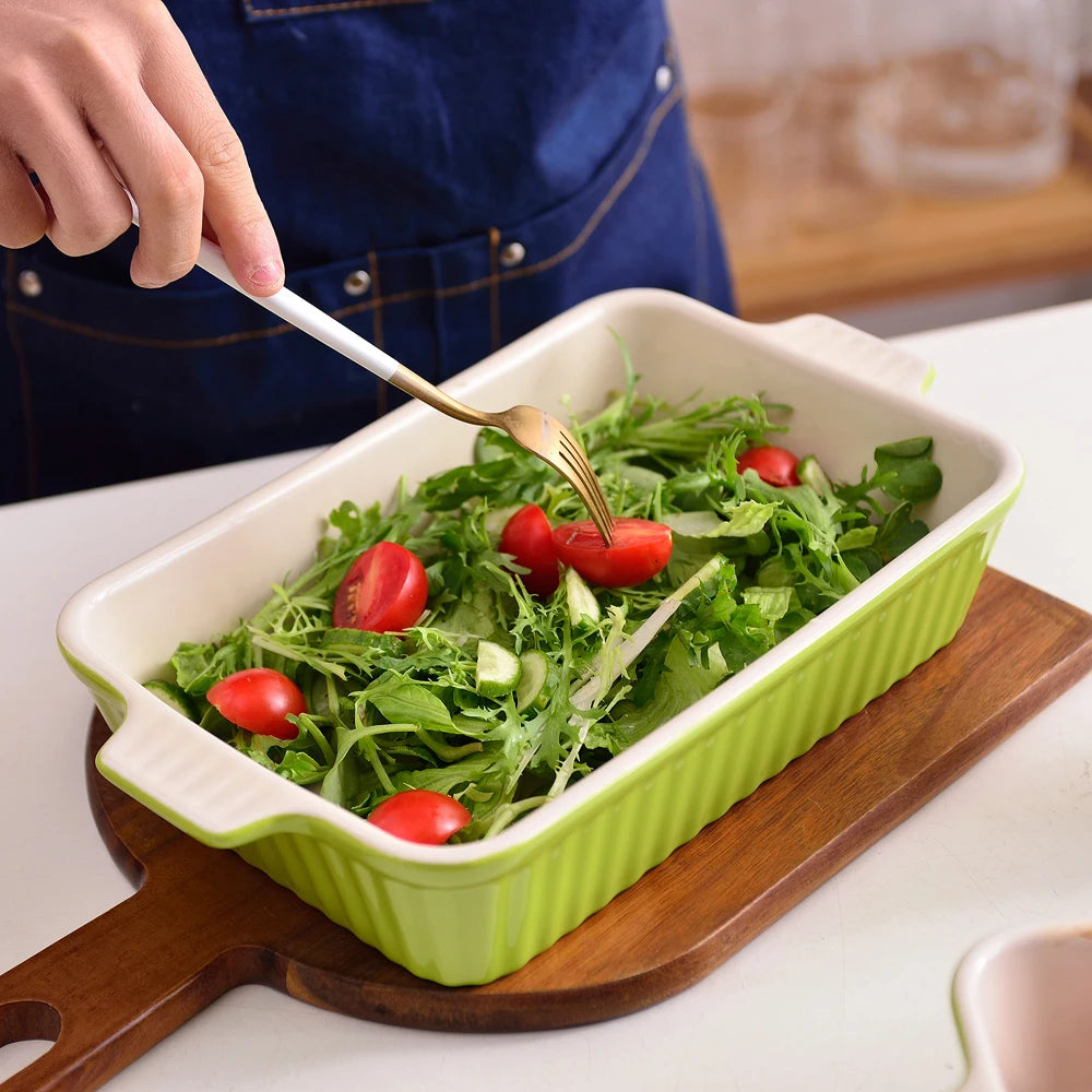 MALACASA Ceramic Table Baking Dishes Set With Oven Safe Handles
