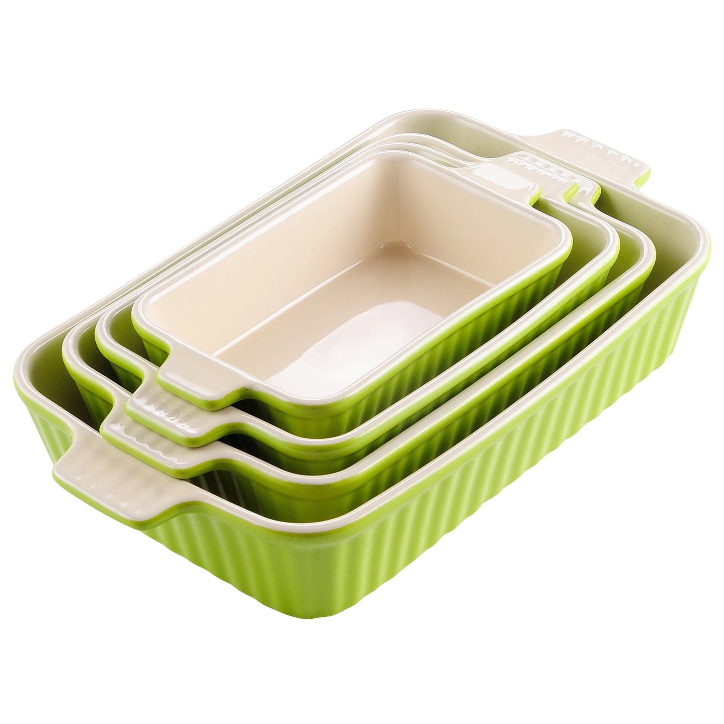 MALACASA Ceramic Table Baking Dishes Set With Oven Safe Handles