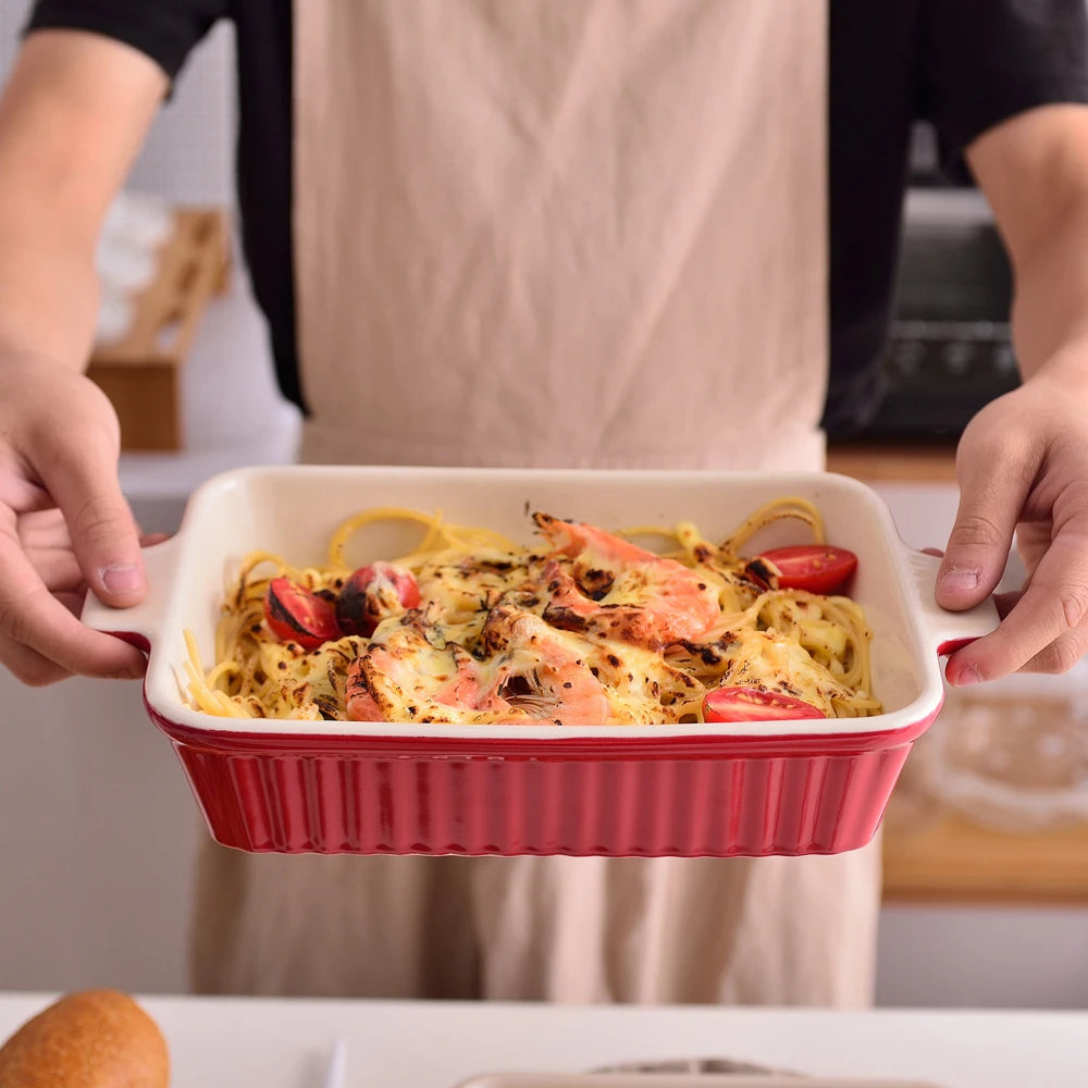 MALACASA Ceramic Table Baking Dishes Set With Oven Safe Handles