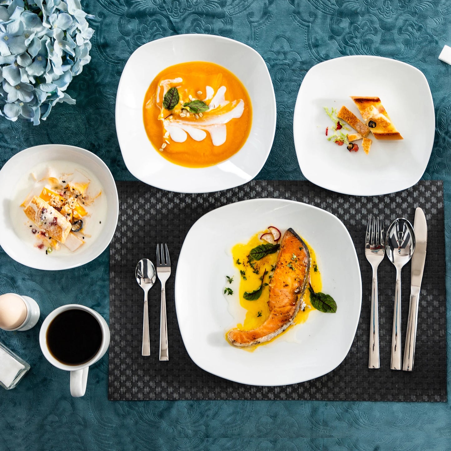 MALACASA Elisa 50 Piece Tableware Dinner Set For 6