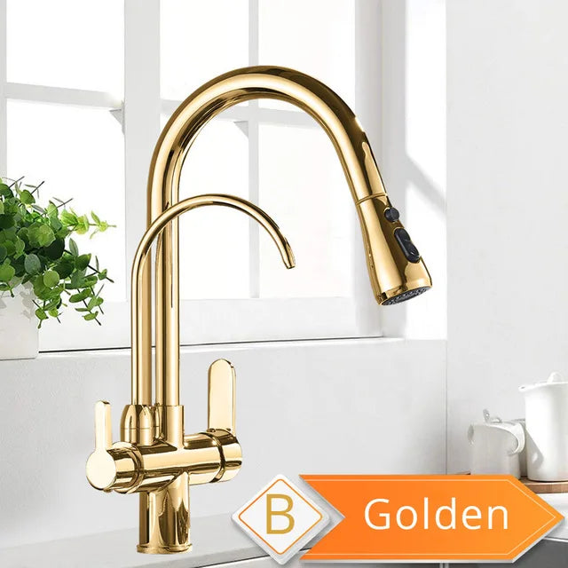 Rozin Purification Kitchen Faucet With 3-Way Pull-Out Spray Water Filter