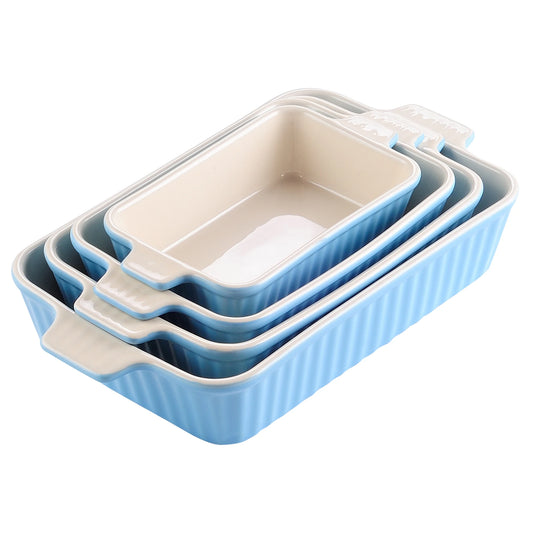 MALACASA Ceramic Table Baking Dishes Set With Oven Safe Handles