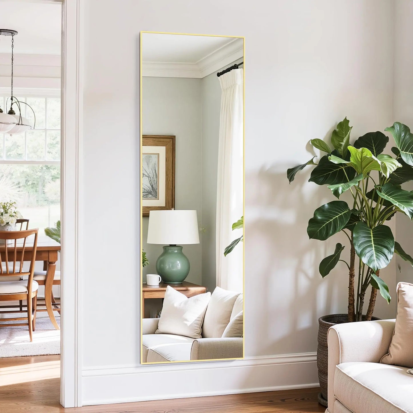 Modern Arched Full Length Wall Mirror By Gold Finish Brand